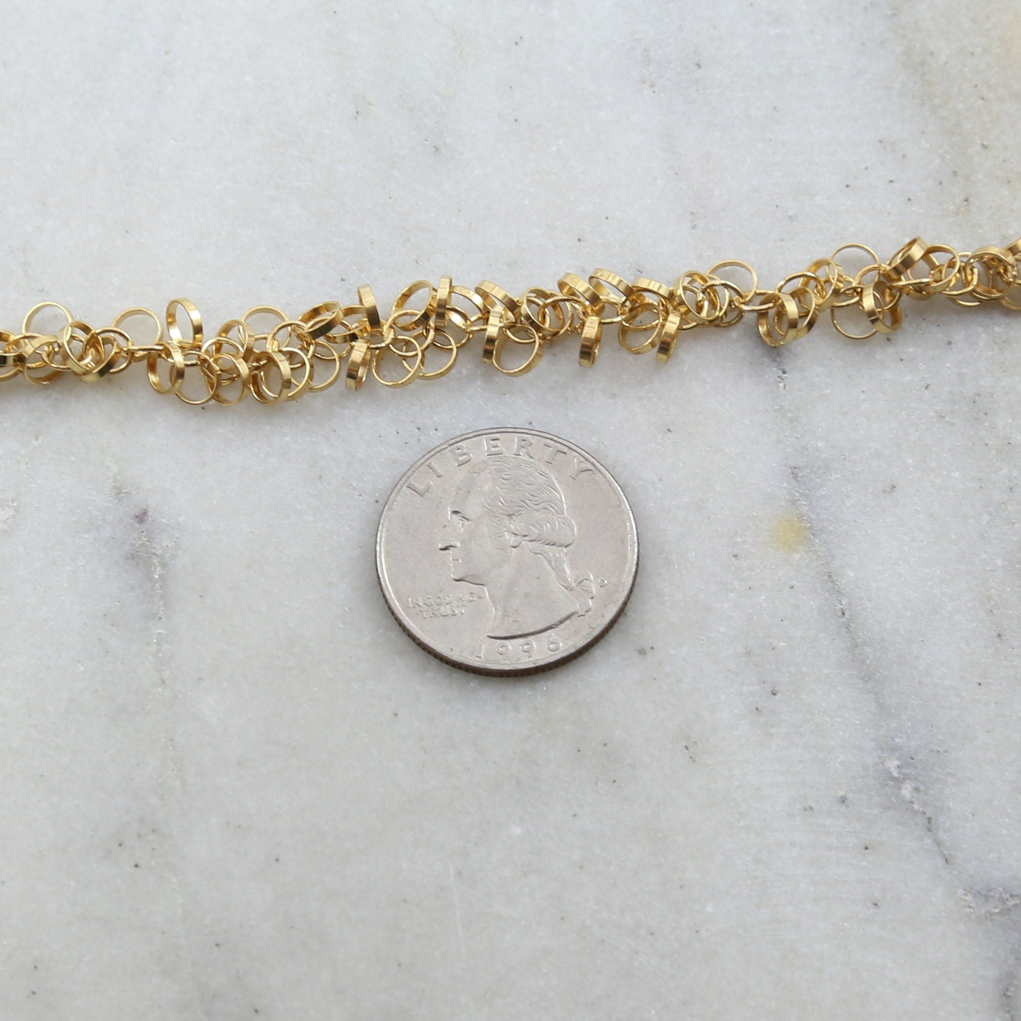 Brass Tiny Dangle Circle Chain in Antique Silver Antique – Sold by the Foot