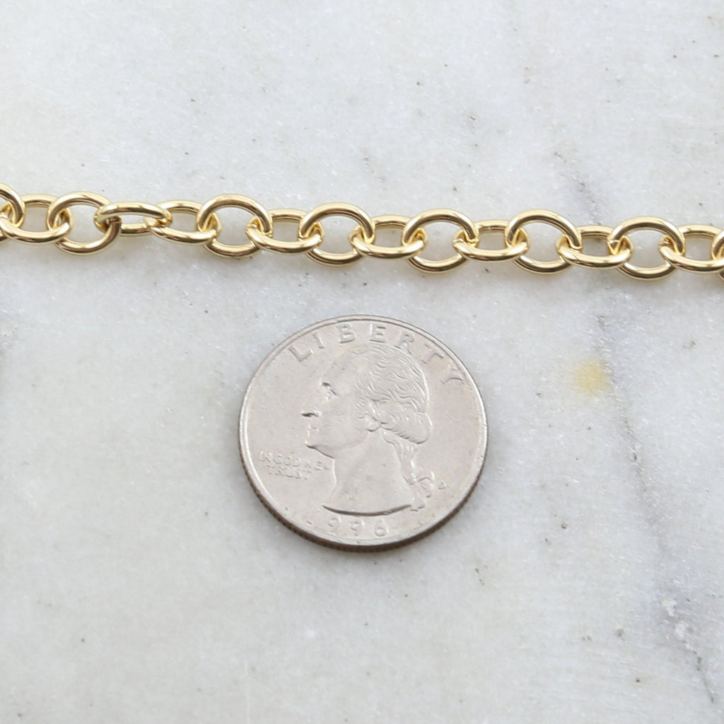 8mmx6mm Brass Thick Oval Extender Chain in Shiny Silver – Sold by the Foot
