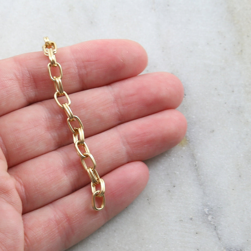 4.5mmx6.5mm Brass Thick Rectangular Double Lined Chain – Sold by the Foot
