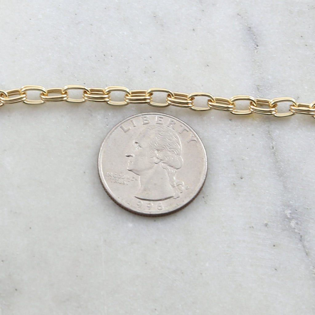 4.5mmx6.5mm Brass Thick Rectangular Double Lined Chain – Sold by the Foot