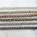 7.5mmx6.8mm Brass Rolo Slanted Oval Chain in 6 Finishes – Sold by the Foot