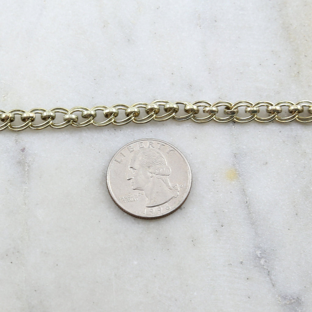7.5mmx6.8mm Brass Rolo Slanted Oval Chain in 6 Finishes – Sold by the Foot