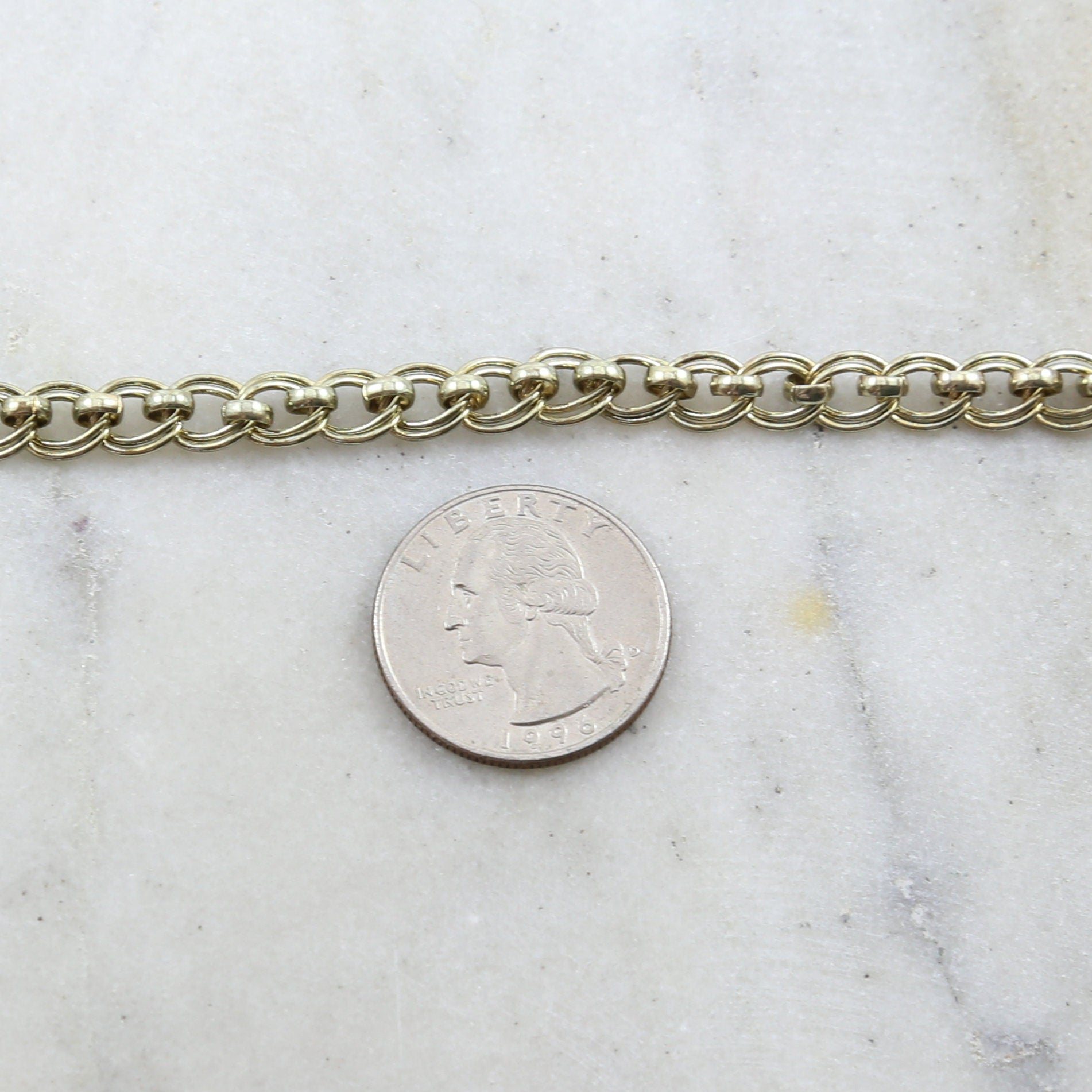 7.5mmx6.8mm Brass Rolo Slanted Oval Chain in 6 Finishes – Sold by the Foot