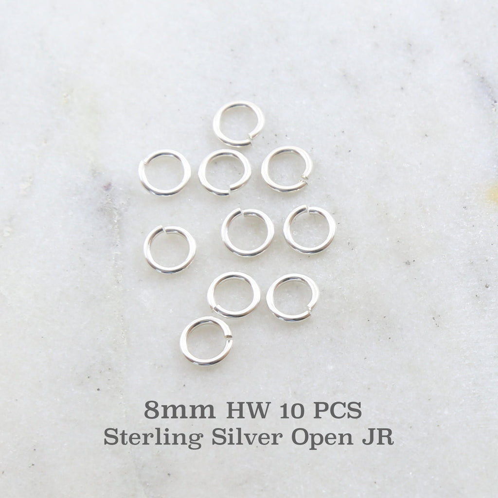 Sterling Silver 8mm Heavy Weight 18 Gauge Open Jump Rings Charm Links (10pc)