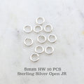 Sterling Silver 8mm Heavy Weight 18 Gauge Open Jump Rings Charm Links (10pc)
