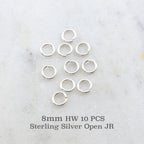 Sterling Silver 8mm Heavy Weight 18 Gauge Open Jump Rings Charm Links (10pc)