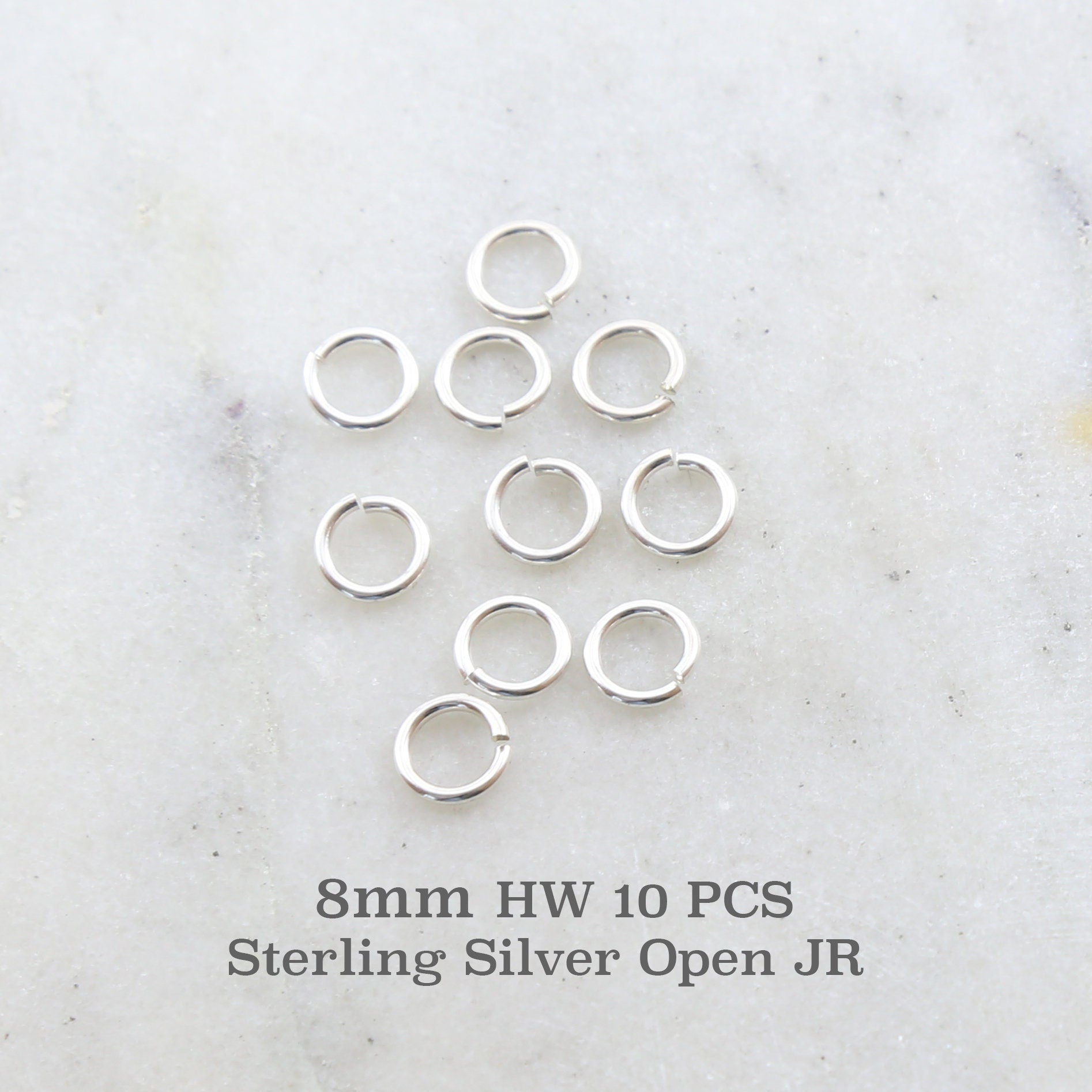 Sterling Silver 8mm Heavy Weight 18 Gauge Open Jump Rings Charm Links (10pc)
