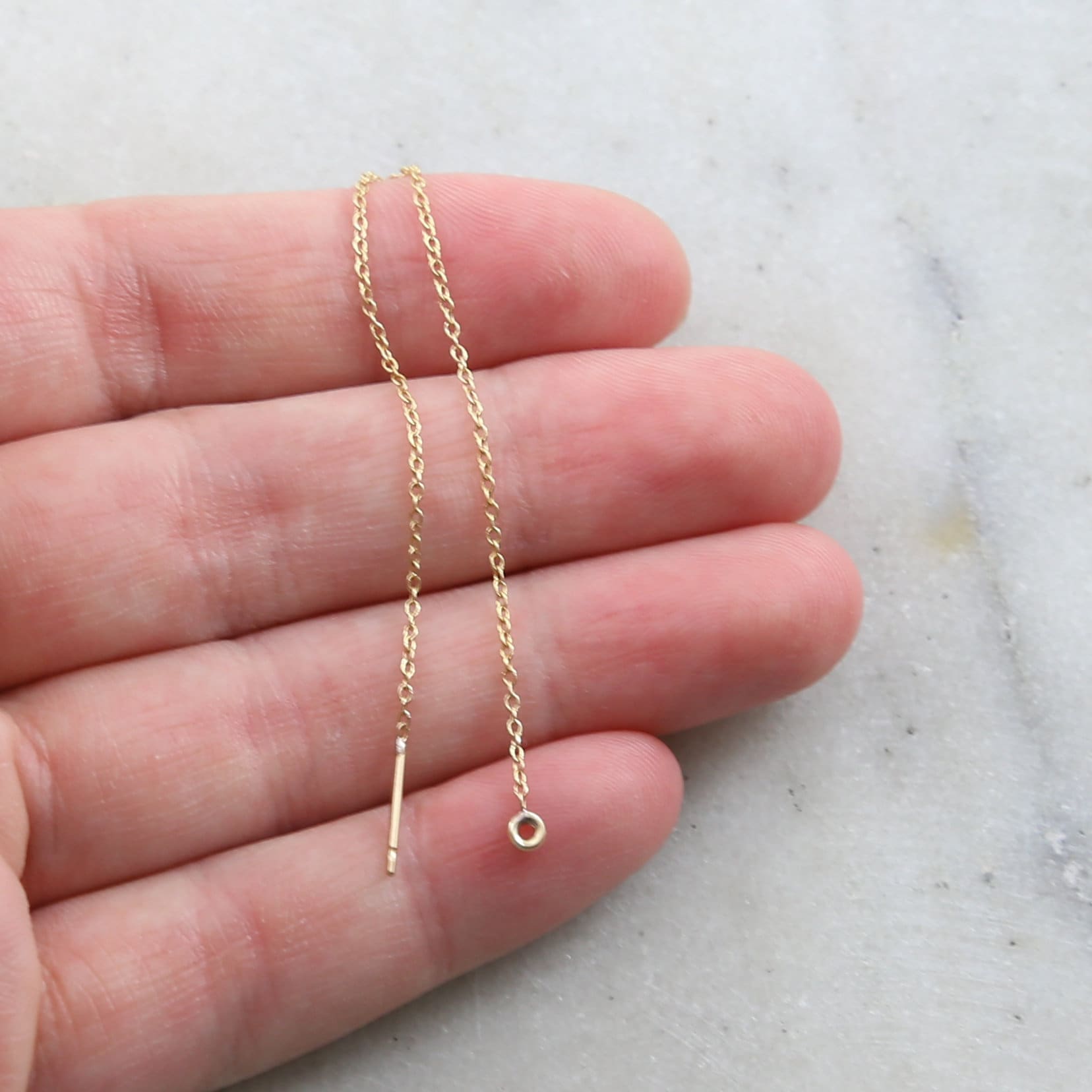 Sterling Silver or Gold Filled Long 4 Inch Chain Threader Dangle (2pc)