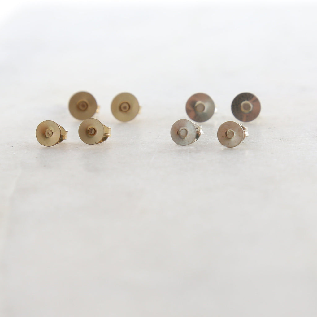 Sterling Silver or 14K Gold Filled 5mm or 6mm Flat Pad Posts Great (2pc)
