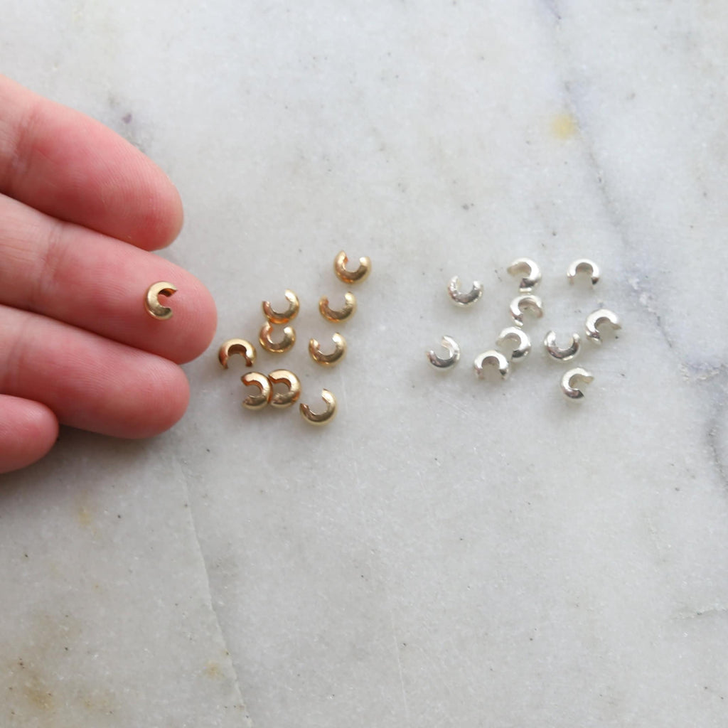 Sterling Silver or 14K Gold Filled Large Crimp Bead Cover 4mm (10pc)