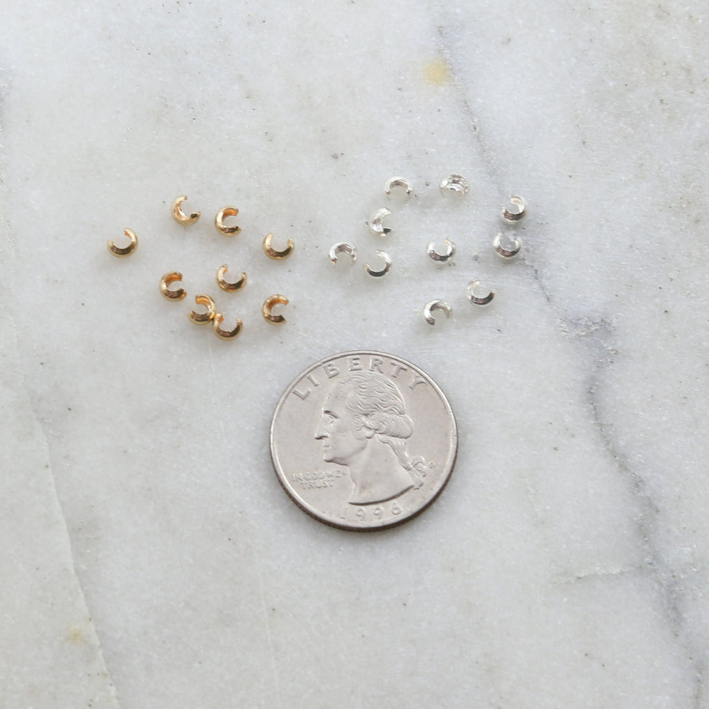 Sterling Silver or 14K Gold Filled Small Crimp Bead Cover 3mm (10pc)