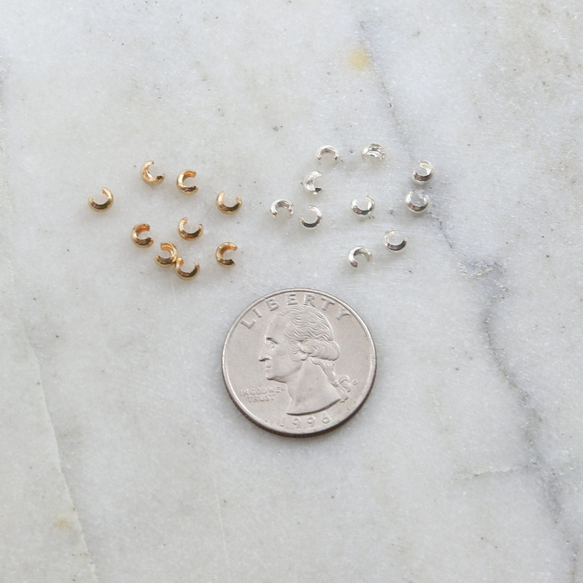 Sterling Silver or 14K Gold Filled Small Crimp Bead Cover 3mm (10pc)