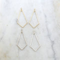 Sterling Silver or 14K Gold Filled Diamond Shape 45mm x 21mm Chandelier (2pc)