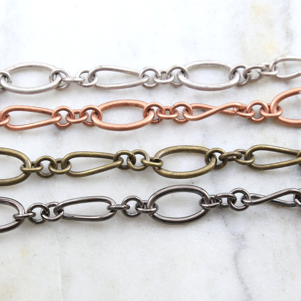 Brass Heavy Duty Strong Circle and Slanted Oval Purse Chain – Sold by the Foot