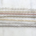 Brass Dainty Minimal Flat Link Cable Chain 4mm x 3mm in 7 – Sold by the Foot