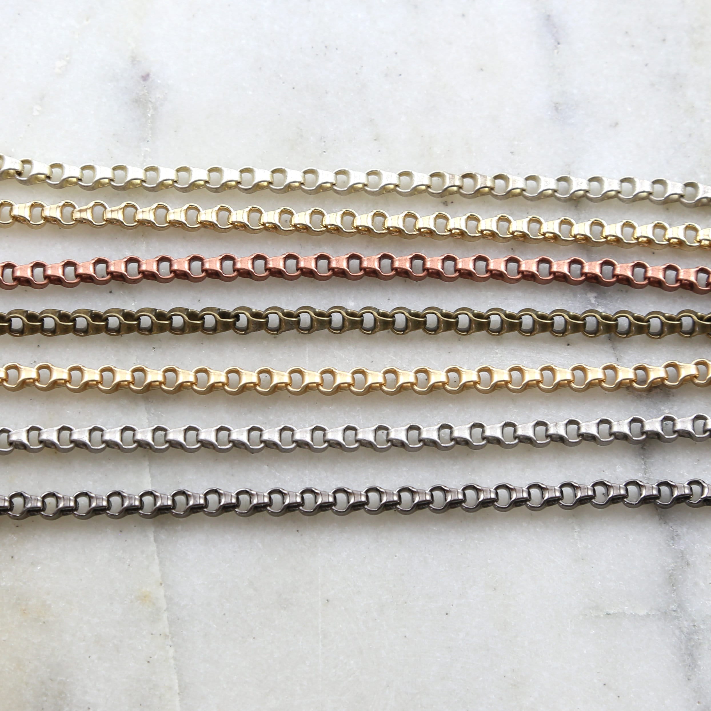 5.5mmx4mm Brass Plated Chain Thick Sturdy Oblong Circle – Sold by the Foot