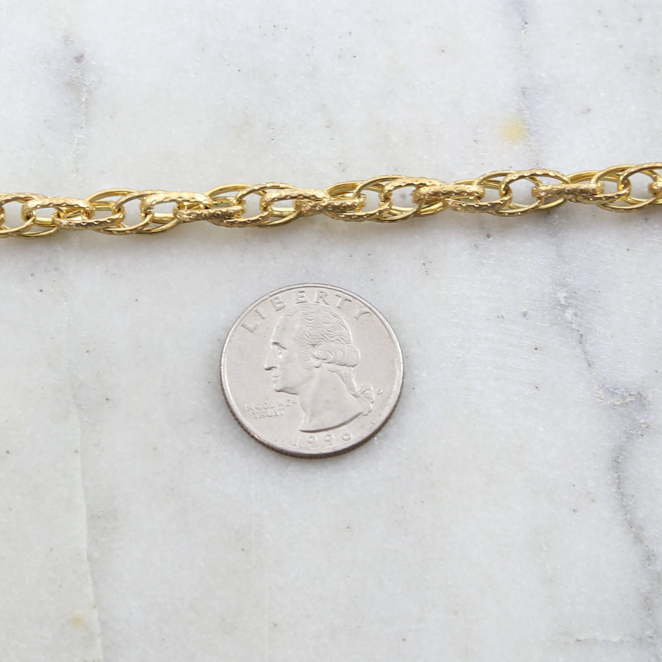 Brass Textured Multi Layer Oval Dimpled Chain in 6 Finishes – Sold by the Foot