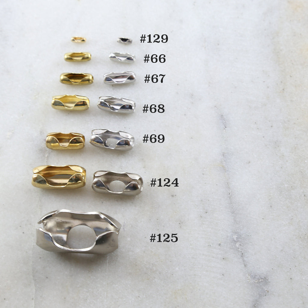 Base Metal Silver or Gold Ball Chain Closure Clasp Chain Findings (10pc)