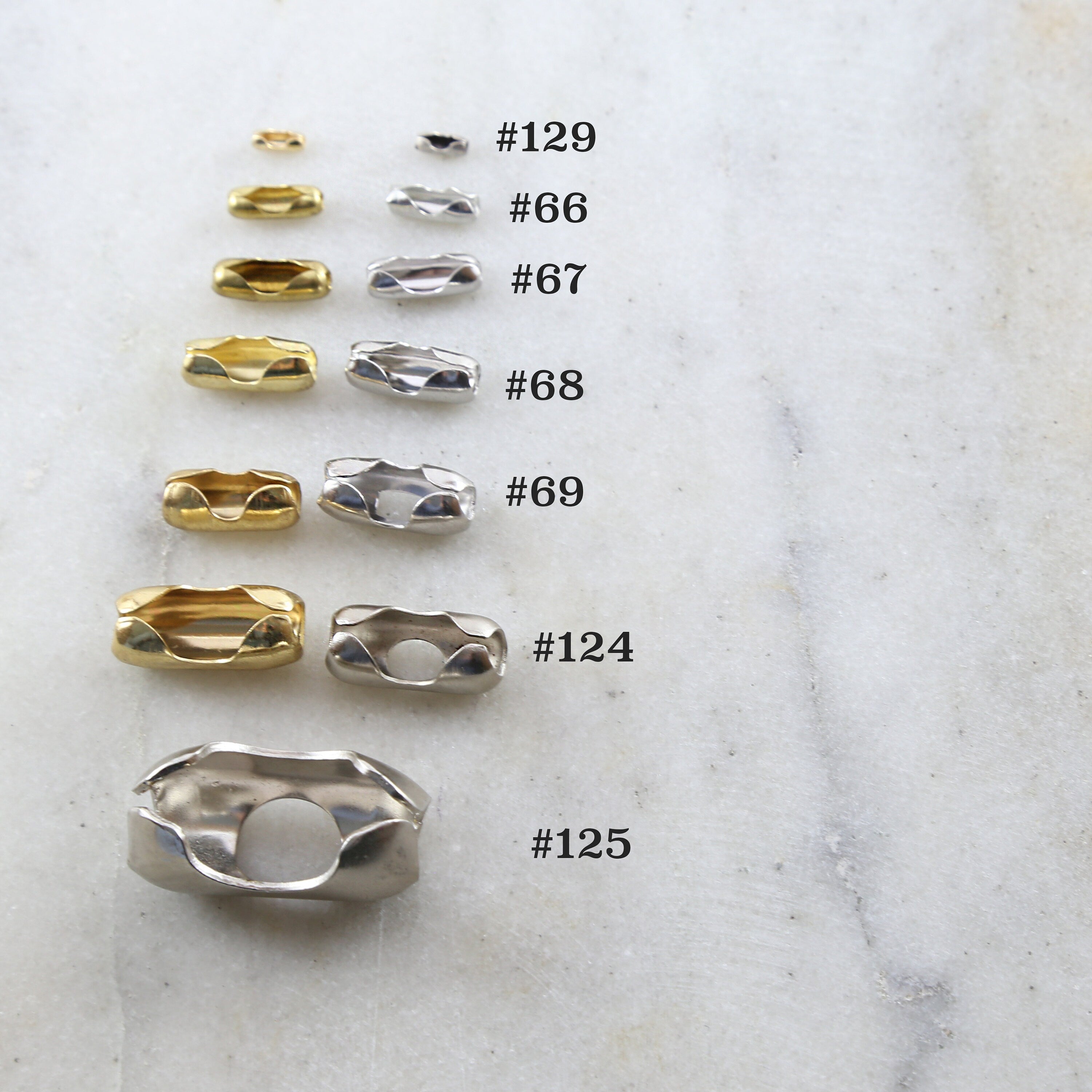 Base Metal Silver or Gold Ball Chain Closure Clasp Chain Findings (10pc)