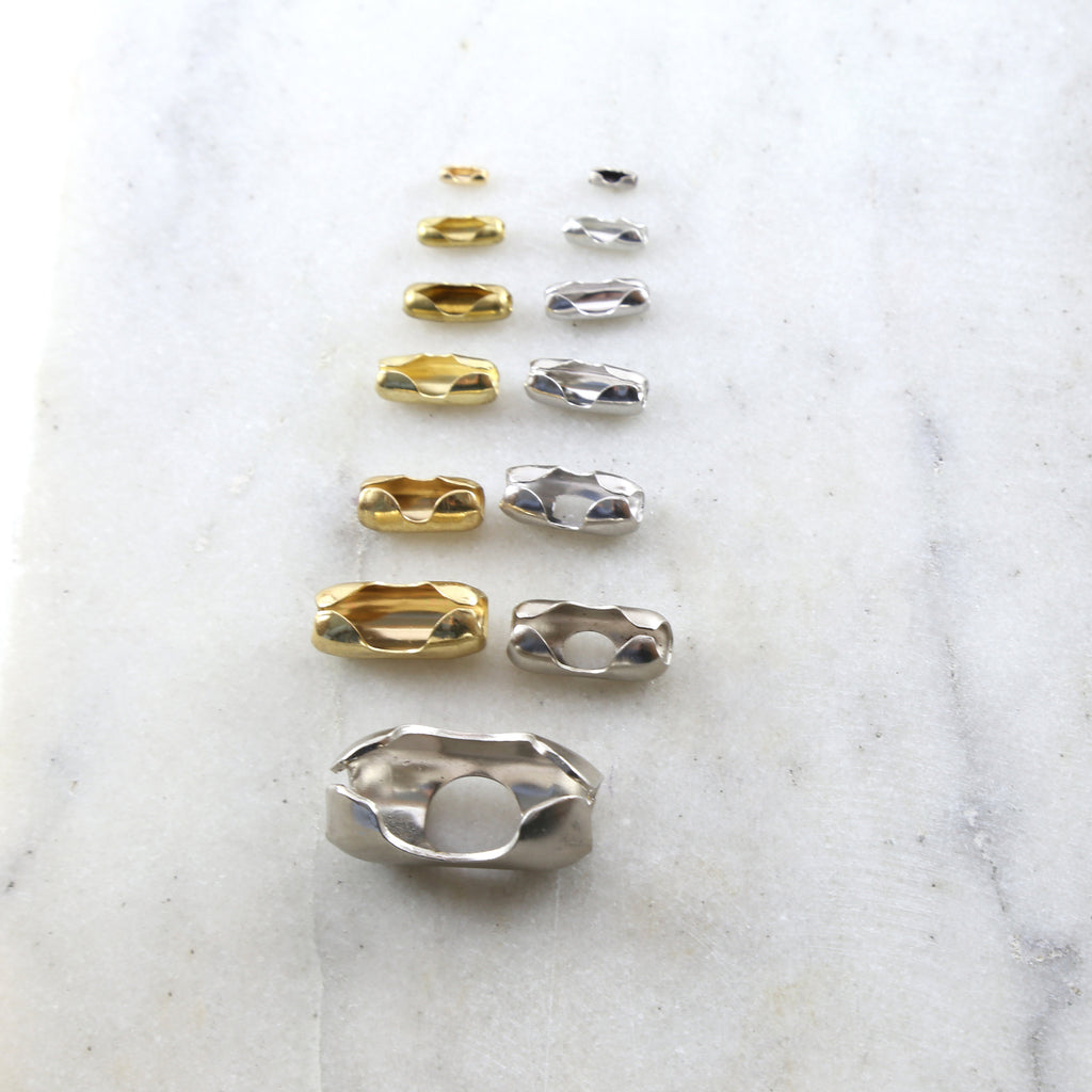 Base Metal Silver or Gold Ball Chain Closure Clasp Chain Findings (10pc)
