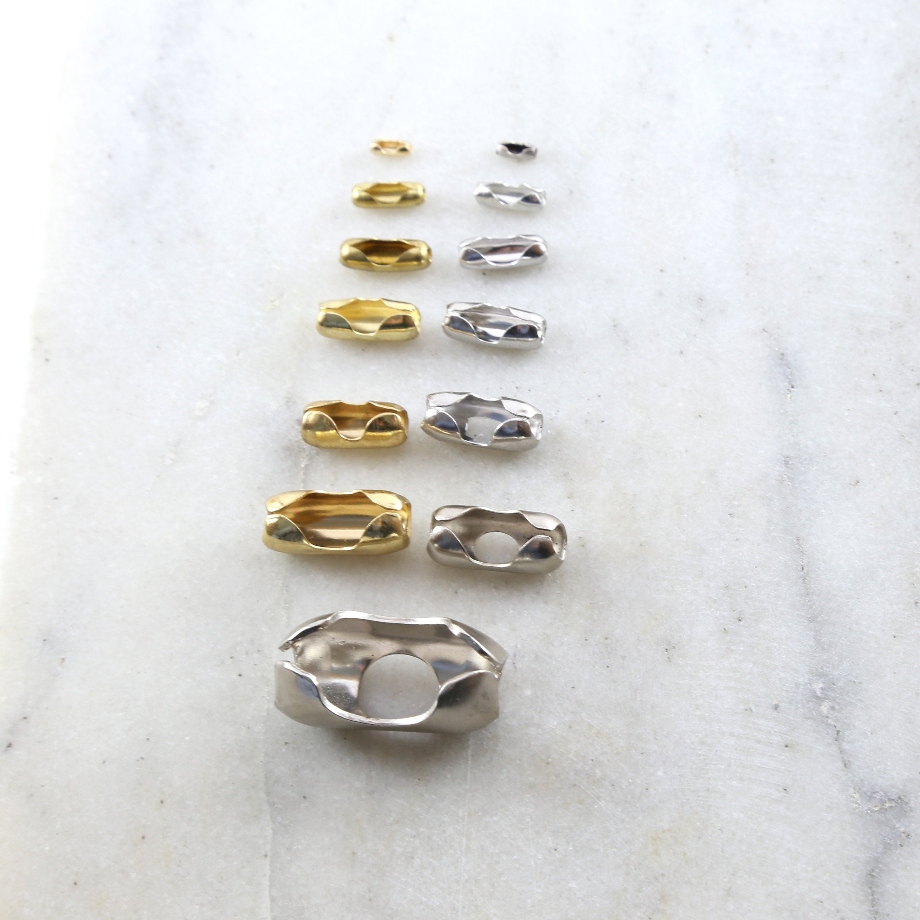 Base Metal Silver or Gold Ball Chain Closure Clasp Chain Findings (10pc)