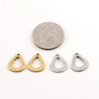 15mmx13mm Pewter Metal Speckle Textured Open Teardrop Petal Pendant (2pc)