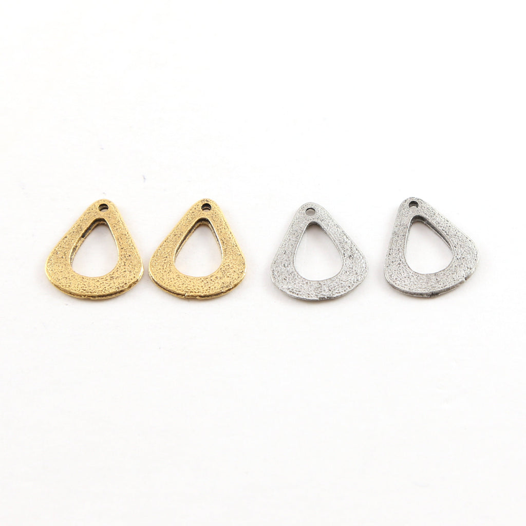 15mmx13mm Pewter Metal Speckle Textured Open Teardrop Petal Pendant (2pc)