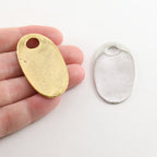 Pewter Large Metal Oval Raw Shaped Dog Tag Pendant Stamping
