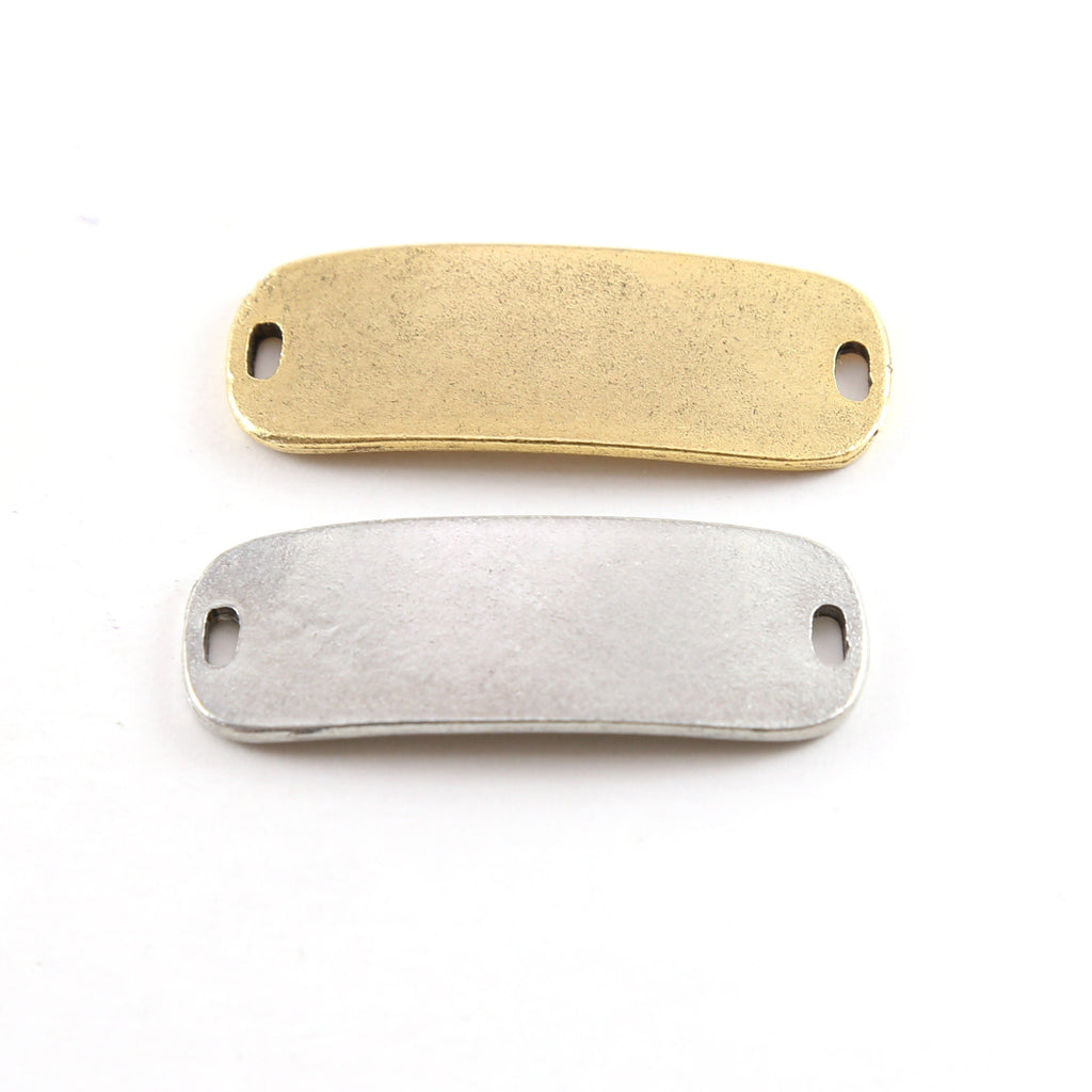 Pewter Large Medical Bracelet Curved 2 Hole Connector Link