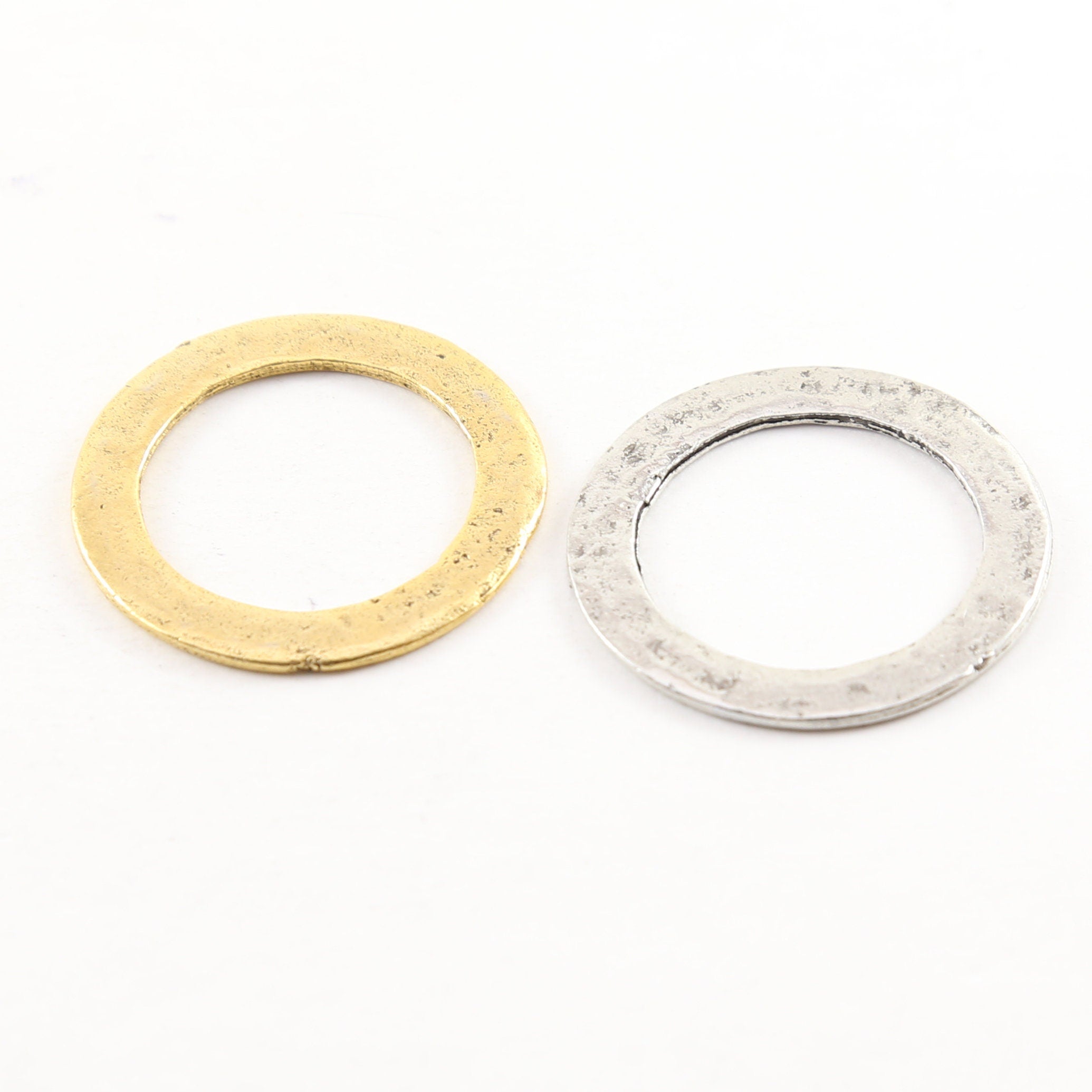 Pewter Large 32mm Metal Raw Organic Open Circle Connector Ring