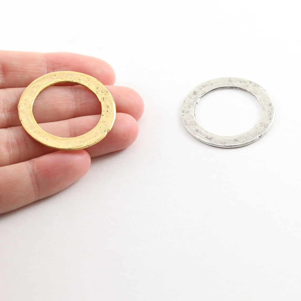 Pewter Large 32mm Metal Raw Organic Open Circle Connector Ring