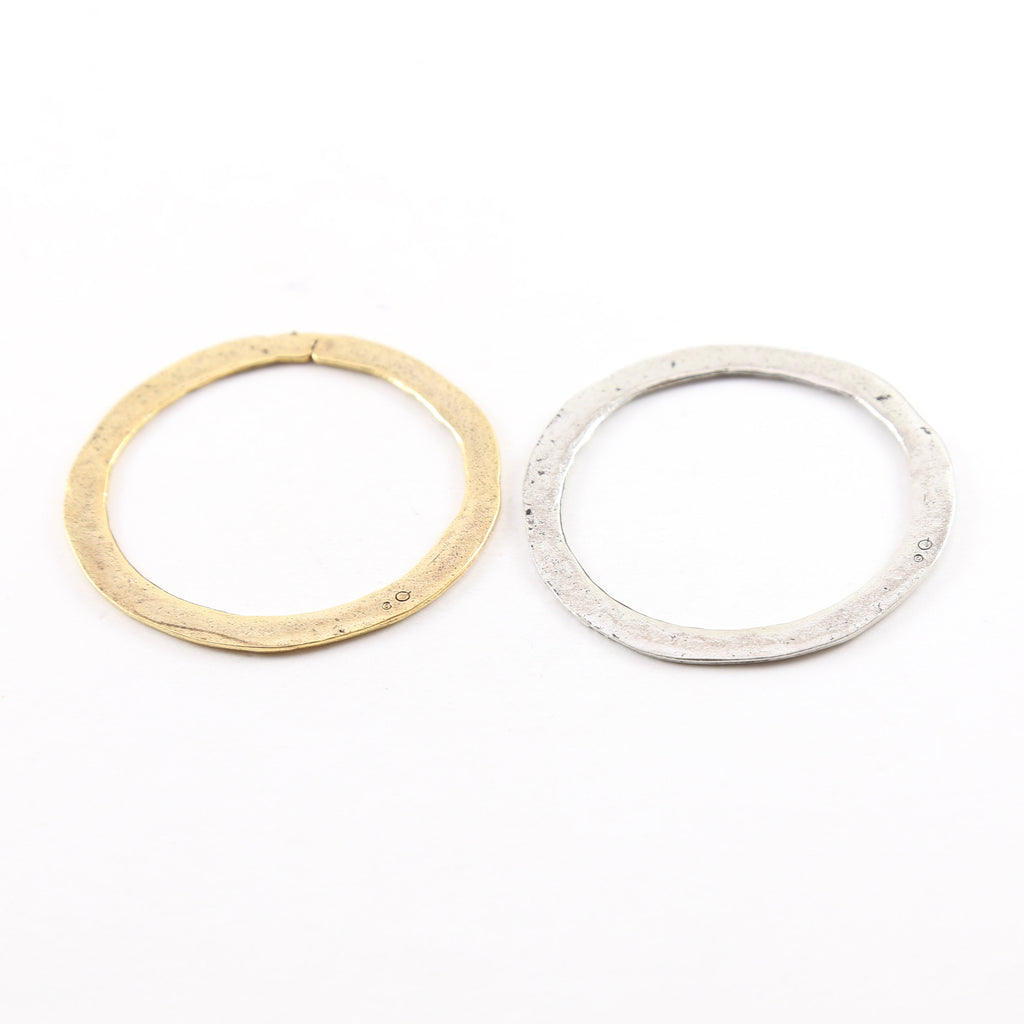 Pewter Extra Large 45mm Metal Raw Organic Open Circle