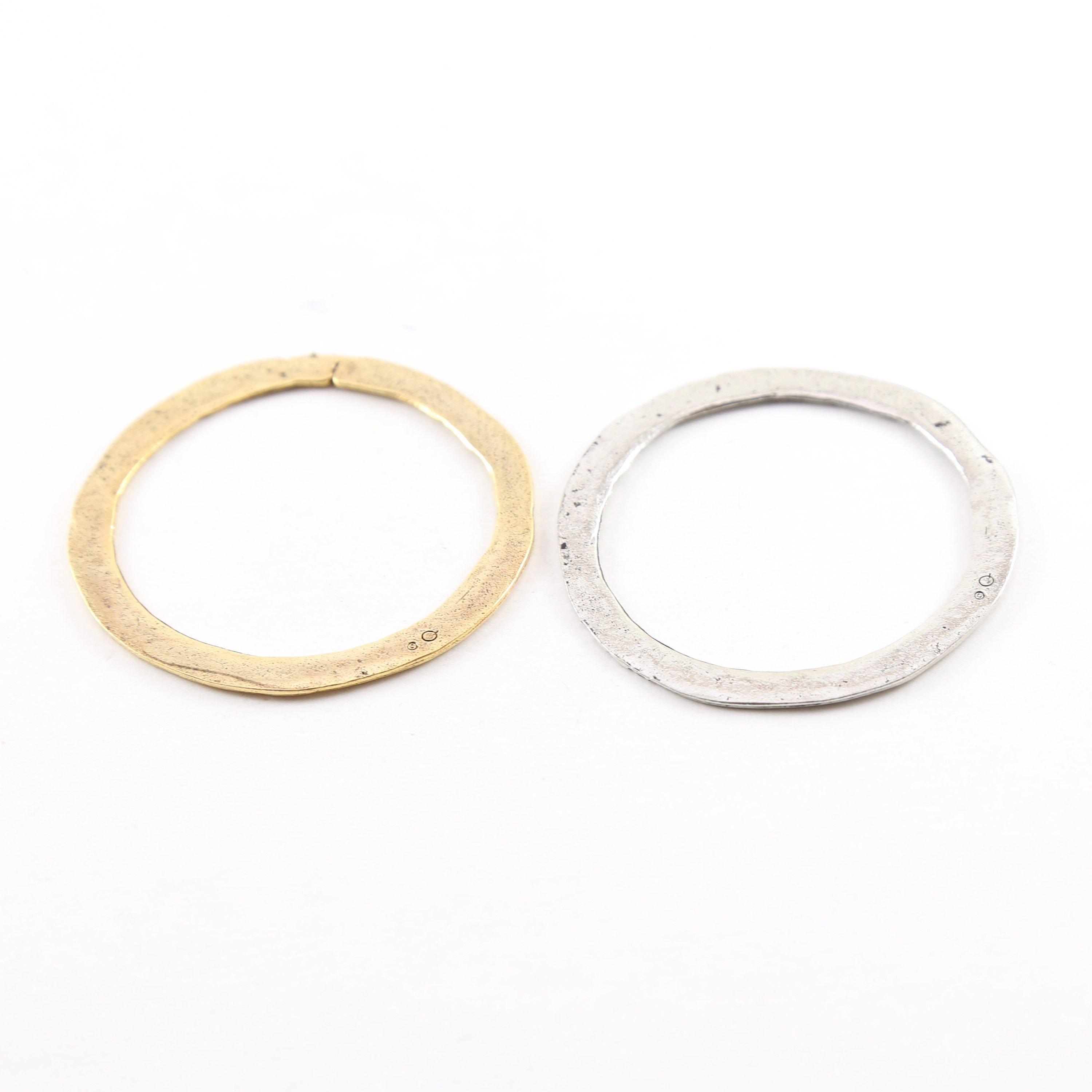 Pewter Extra Large 45mm Metal Raw Organic Open Circle