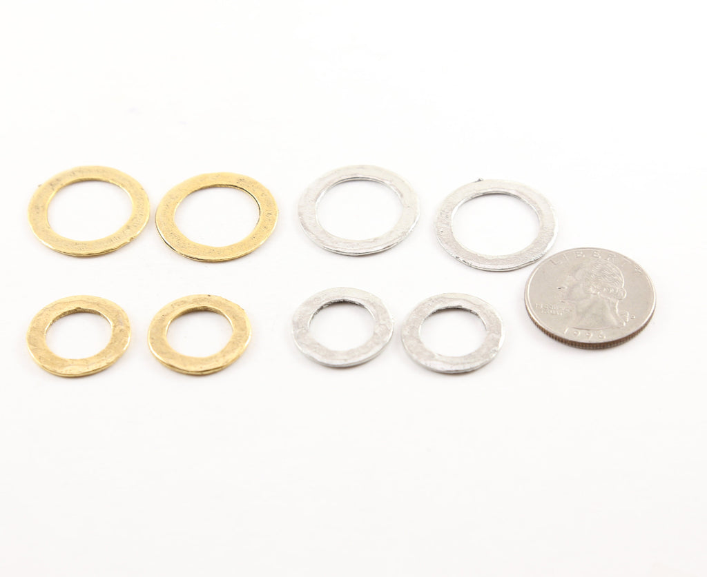 Pewter Medium or Small 23mm or 19mm Metal Raw Organic Open (2pc)