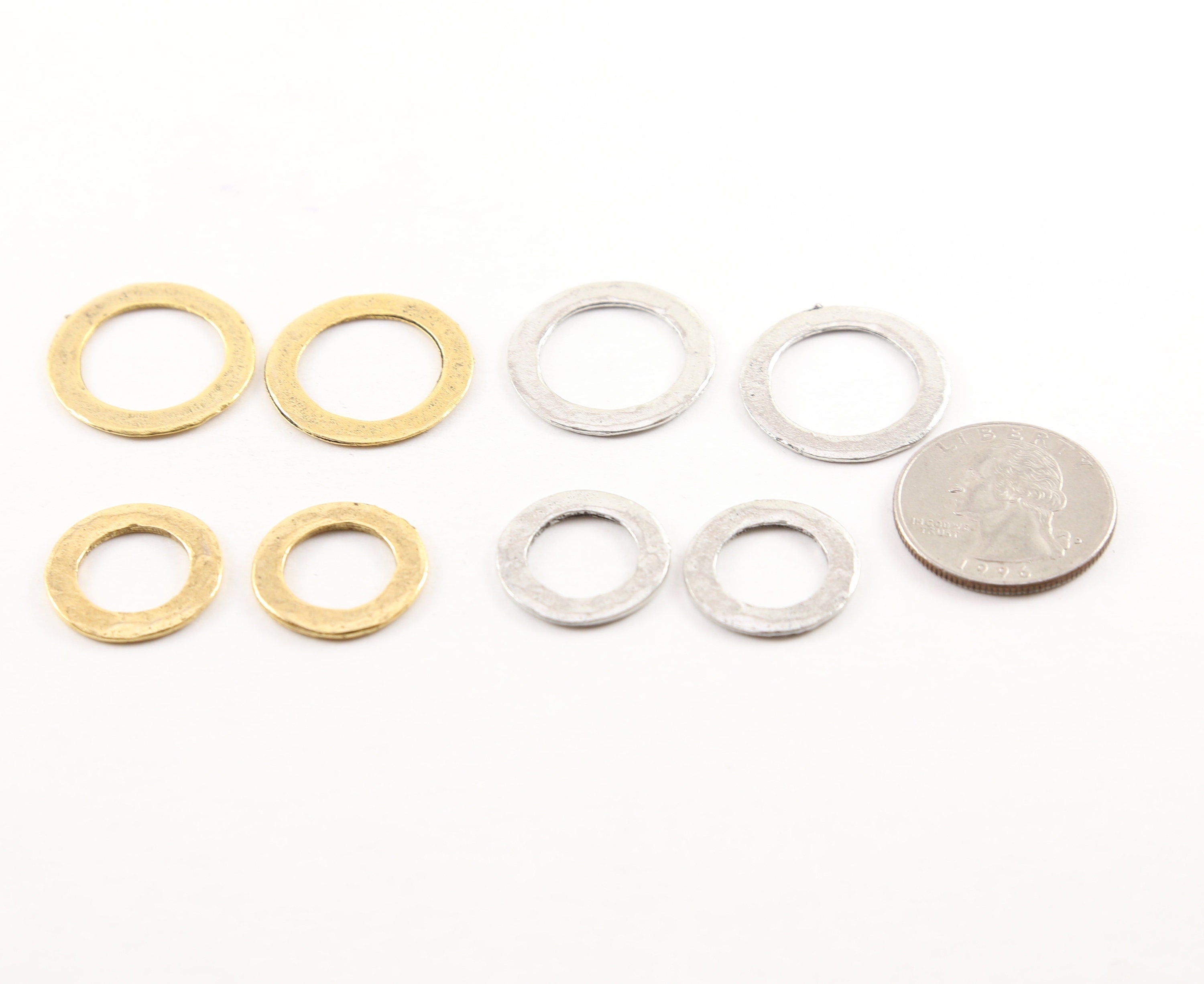 Pewter Medium or Small 23mm or 19mm Metal Raw Organic Open (2pc)