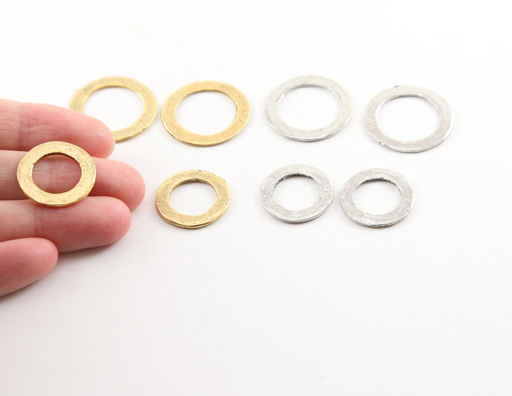 Pewter Medium or Small 23mm or 19mm Metal Raw Organic Open (2pc)