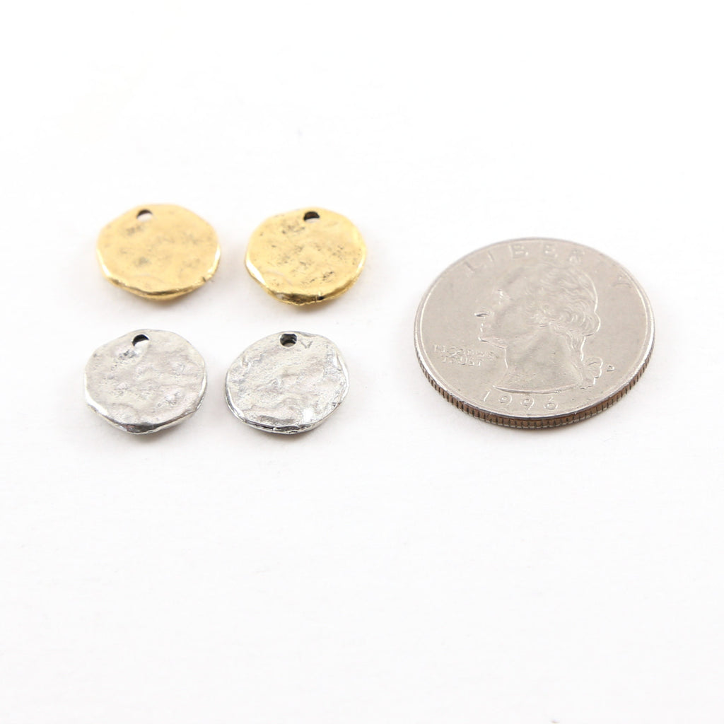 Sterling Silver or Pewter Textured Hammered 13mm x 12mm Organic Raw (2pc)