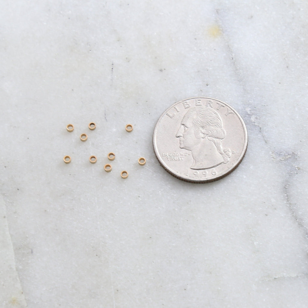 Sterling Silver or 14K Gold Filled Micro Mini Crimp Bead Tube 1mm x 2mm (10pc)