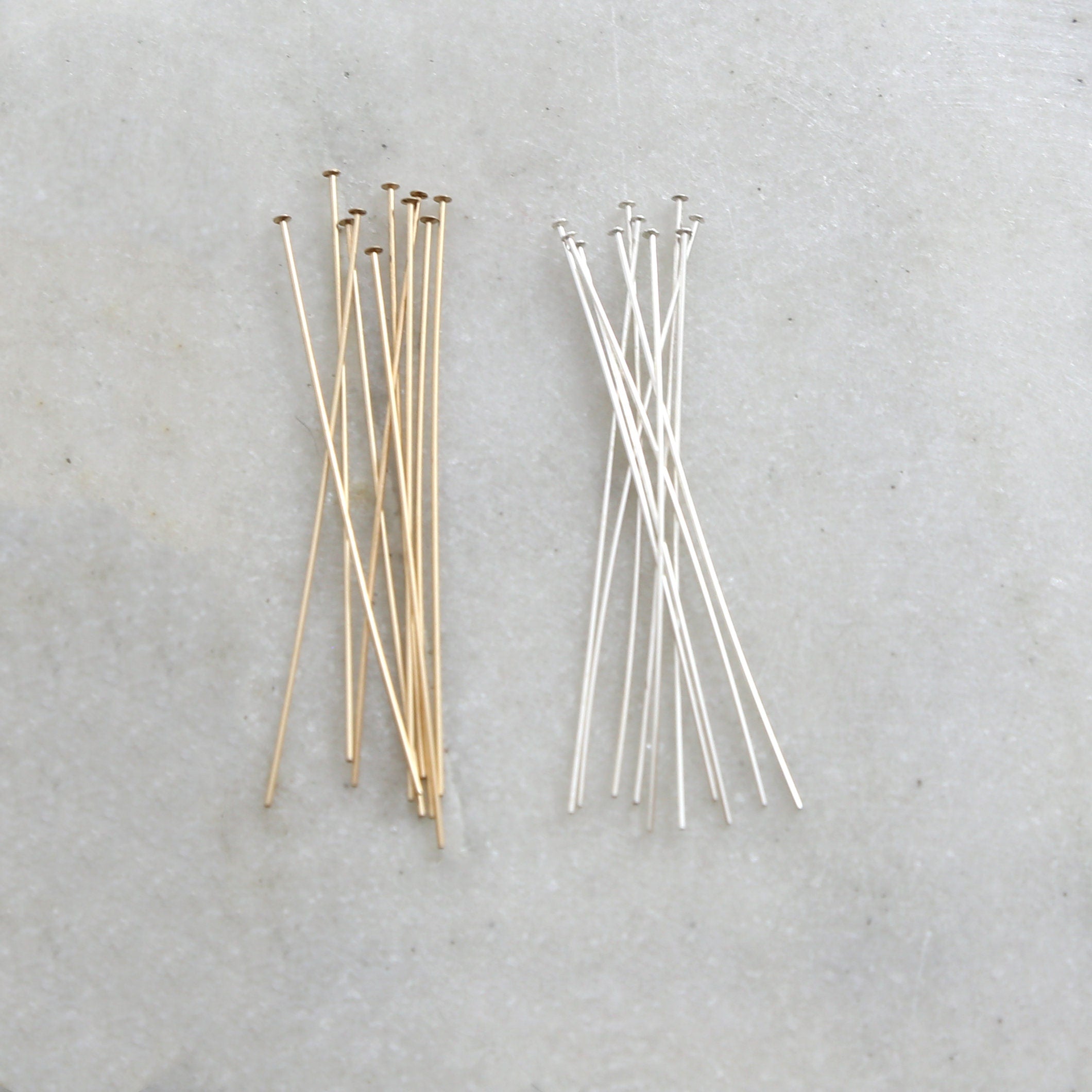 Sterling Silver or 14K Gold Filled 2 Inch Flat Head Pin 24 Gauge (10pc)