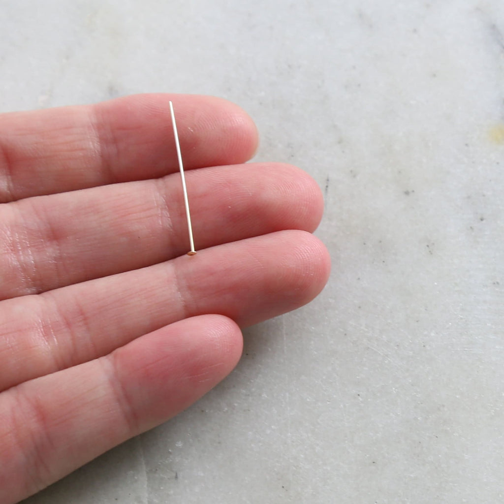 Sterling Silver or 14K Gold Filled 1 Inch Flat Head Pin 24 Gauge (10pc)
