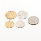 Sterling Silver or Pewter 2 Size Options Metal Textured Hammered Round Circle
