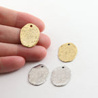 Pewter 20mmx 15mm Metal Oblong Oval Textured Hammered Rounded (2pc)