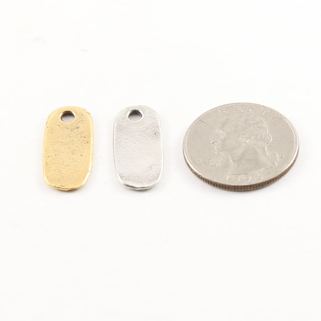 23mmx 10mm Pewter Metal Oblong Long Oval Rounded Stamping Disc Tag Charm (2pc)
