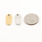 23mmx 10mm Pewter Metal Oblong Long Oval Rounded Stamping Disc Tag Charm (2pc)