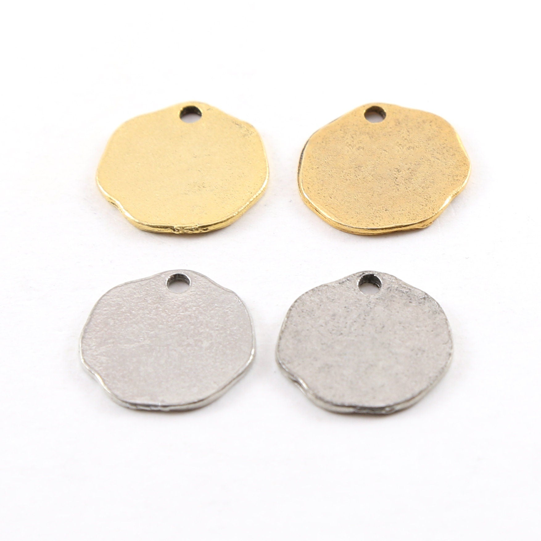 Pewter Smooth Large 20mm Organic Shape Coin Metal Circle (2pc)
