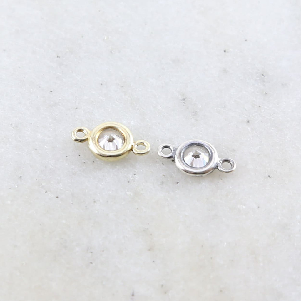 Sterling Silver or Vermeil Small Oxidized or CZ Cubic Zirconia 6mm Charm