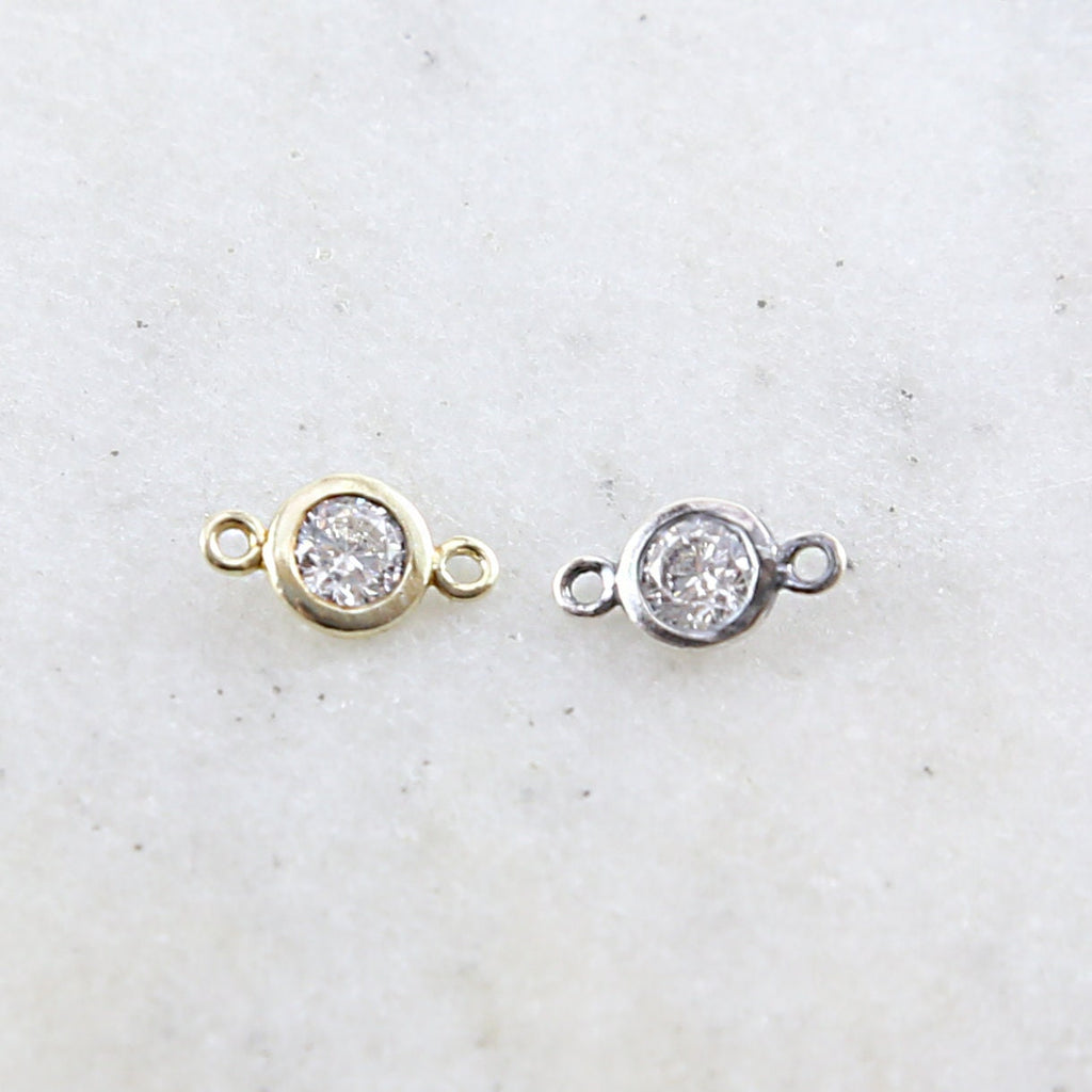 Sterling Silver or Vermeil Small Oxidized or CZ Cubic Zirconia 6mm Charm