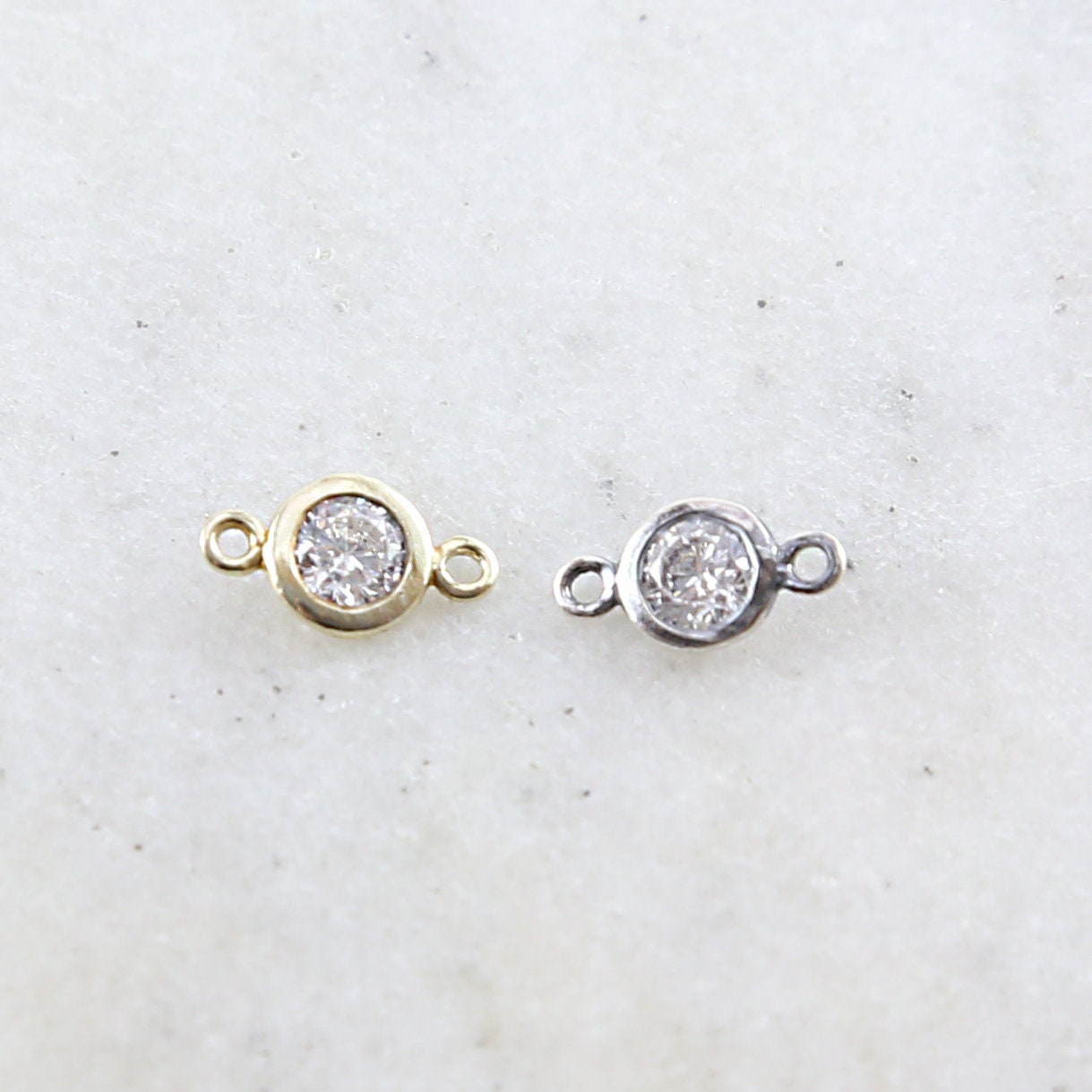 Sterling Silver or Vermeil Small Oxidized or CZ Cubic Zirconia 6mm Charm