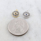 Sterling Silver or Vermeil Round Pave CZ Evil Eye Protector Pendant