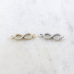 Sterling Silver or Vermeil CZ Infinity Connector Charm Cubic Zirconia Link